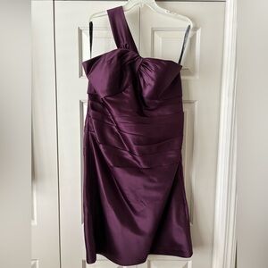 Bill Levkoff One Shoulder Plum Dress